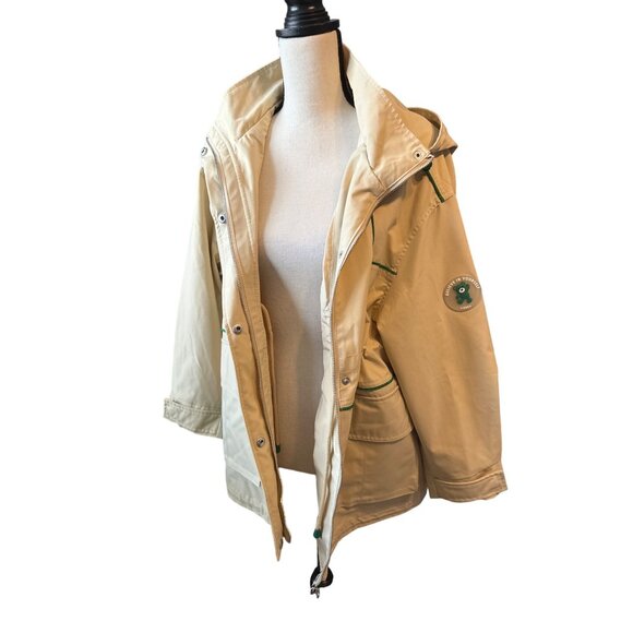 BE YOURSELF CARE BEAR CACHE Cache  Khaki Mid Length Trench Coat Hood Size Medium - Picture 8 of 14